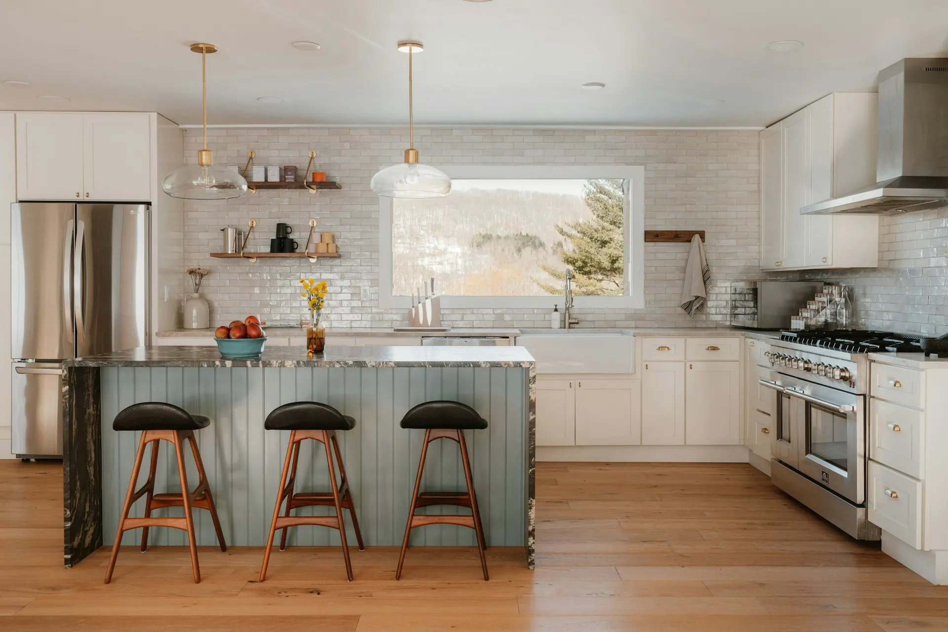 Modern kitchen with island and stainless steel appliances